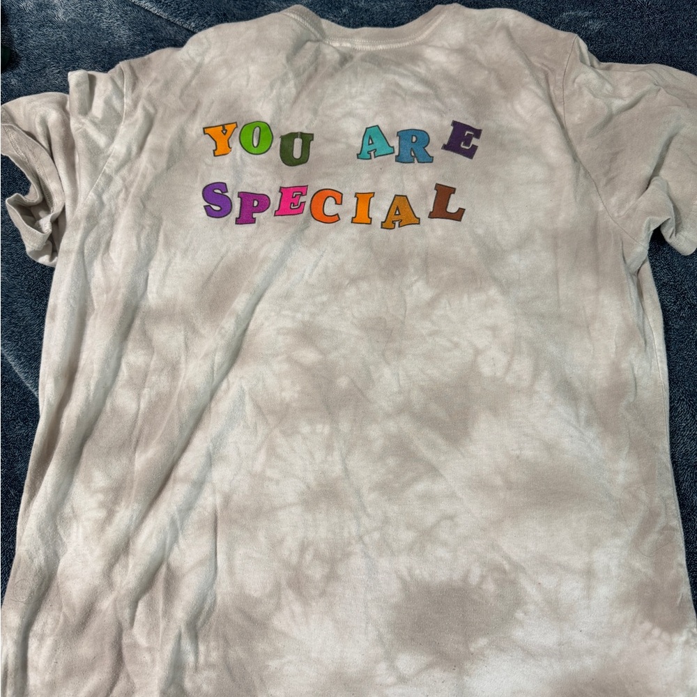 Women's Tie-Dye T-Shirt - Cream with Multicolor Letters